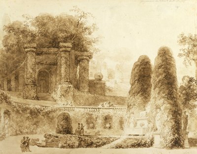 Romeins park met fontein, 1774 door Jean Honore Fragonard